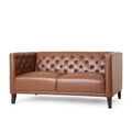 Cognac Brown Loveseat S2217