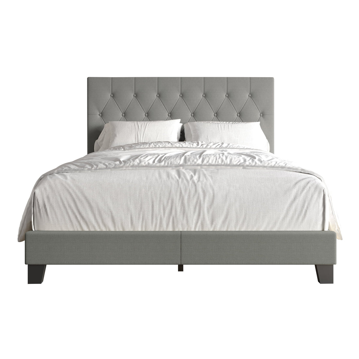 Beige Linen Upholstered Full Bed Y375