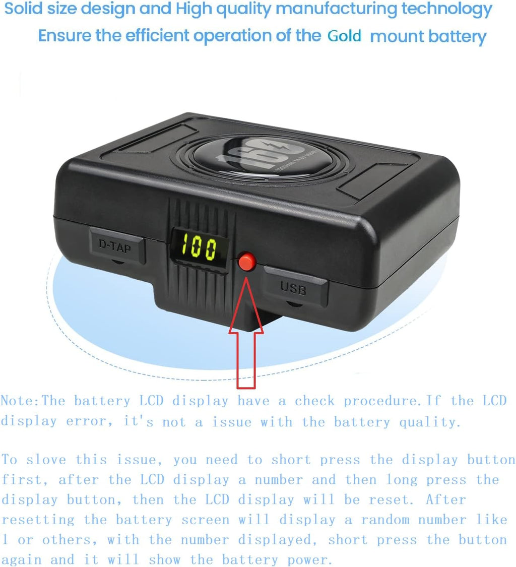 155Wh Gold Mount Battery with D-tap Charger and D-Tap Output Cable L973079