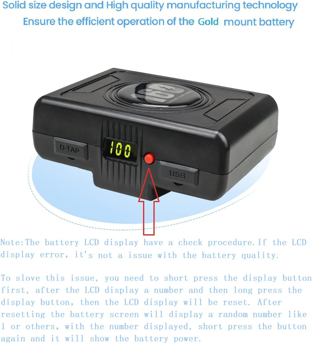 155Wh Gold Mount Battery with D-tap Charger and D-Tap Output Cable L973079