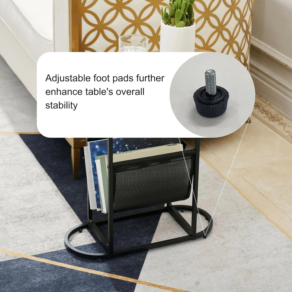 Acacia Wood Oval End Table with Metal Frame I67588