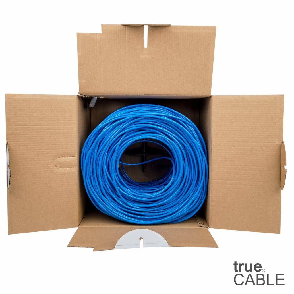 Cat6 Riser 1000ft Blue 23AWG Solid Bare Copper UTP Bulk Ethernet Cable I463834
