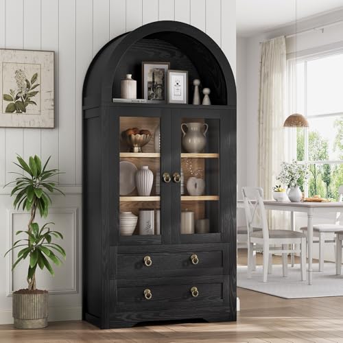 Black 71" Tall Pantry Cabinet with Drawers Doors and Shelves B8735