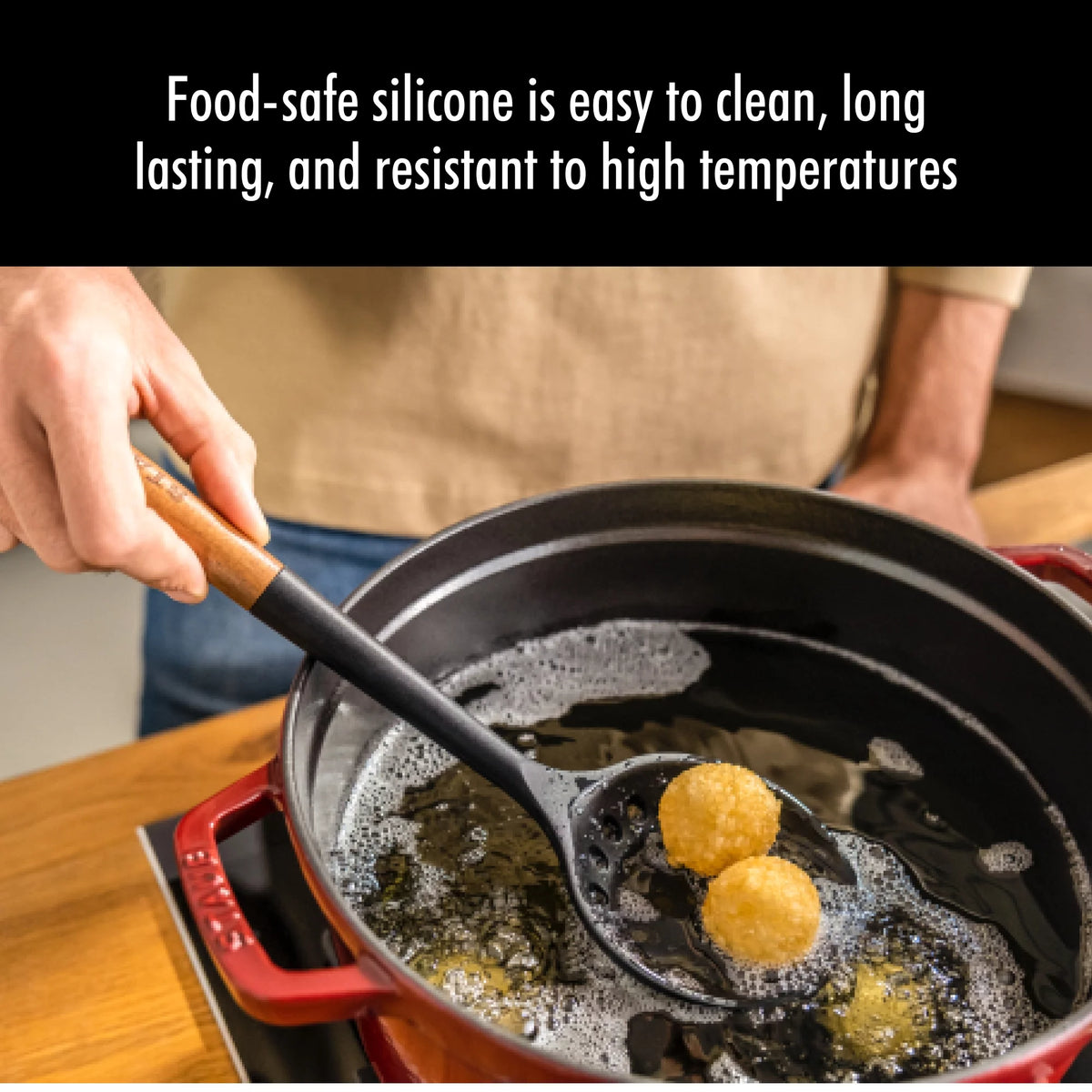 Silicone with Wood Handle Skimming Ladle N771437