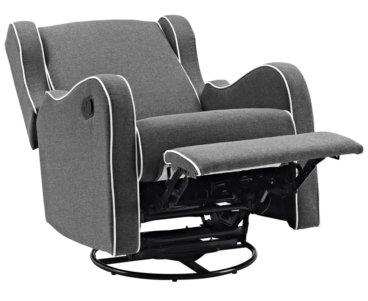Gray Fabric Upholstered Swivel Gliding Recliner G37639