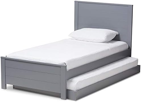 Gray Twin Platform Panel Bed with Trundle S398