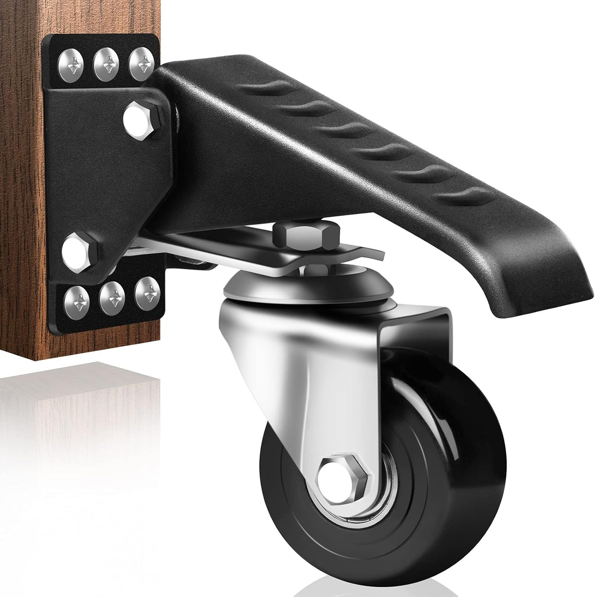 Retractable Casters Kit 900Lbs, 4 Heavy Duty Side Mounted All Steel Urethane Casters, 4 Pack M942