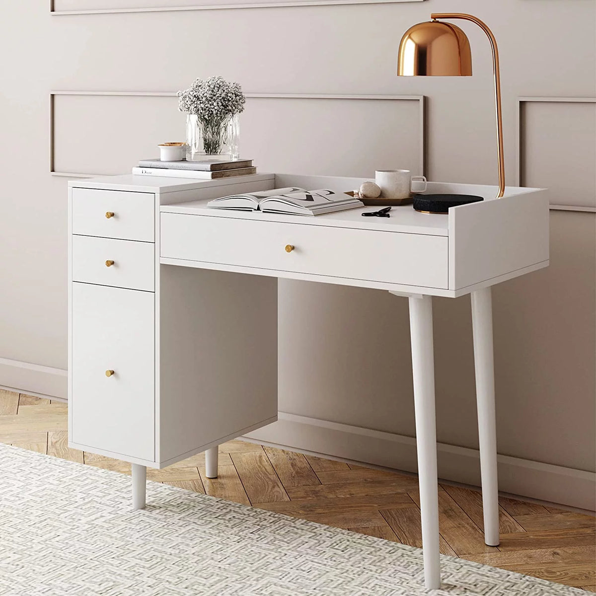 White 4 Drawer Vanity Dressing Table J365777