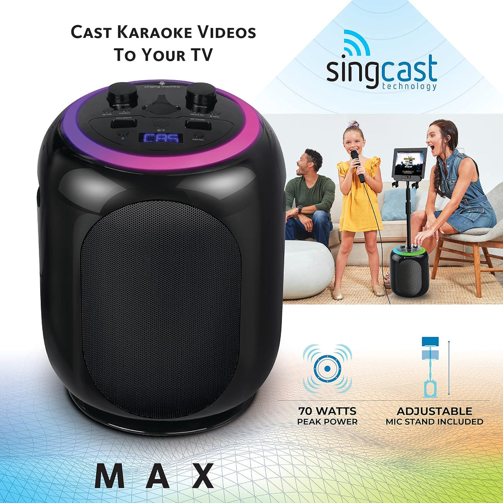 Black Karaoke Machine with Stand and LED Lights M431