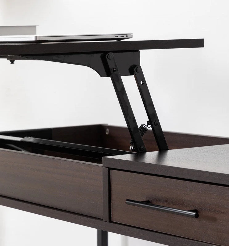 Dark Brown Wood Lift Top Desk with Drawer B4685