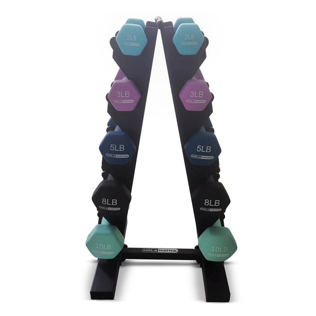 3, 5, and 8 Pound Dumbbell Hand Weight Set with Storage Rack M264