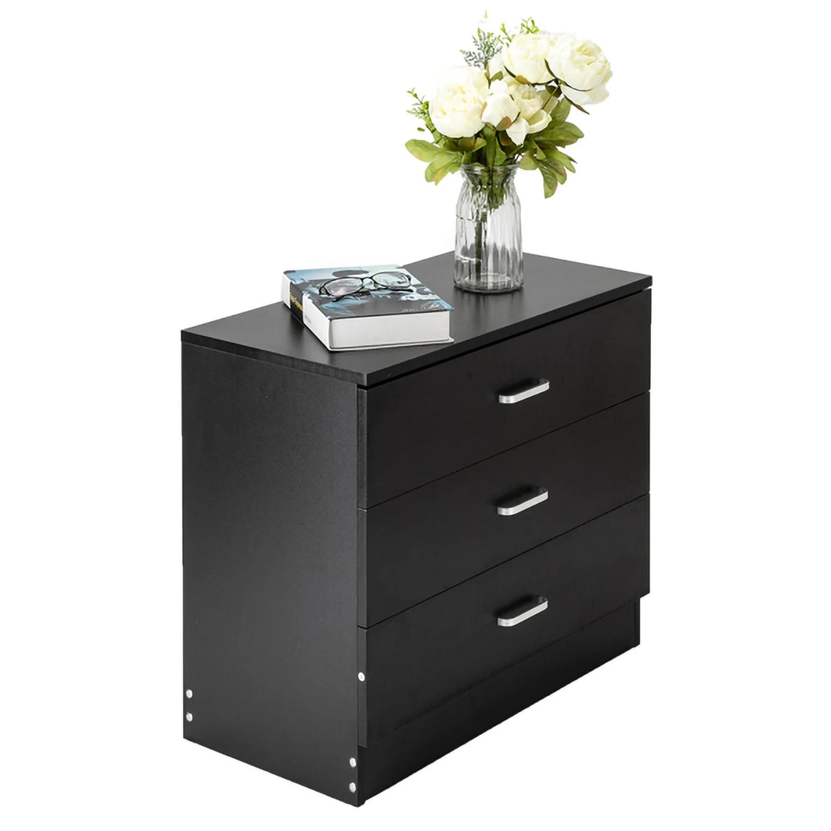 Black 3 Drawer Wood Dresser U747