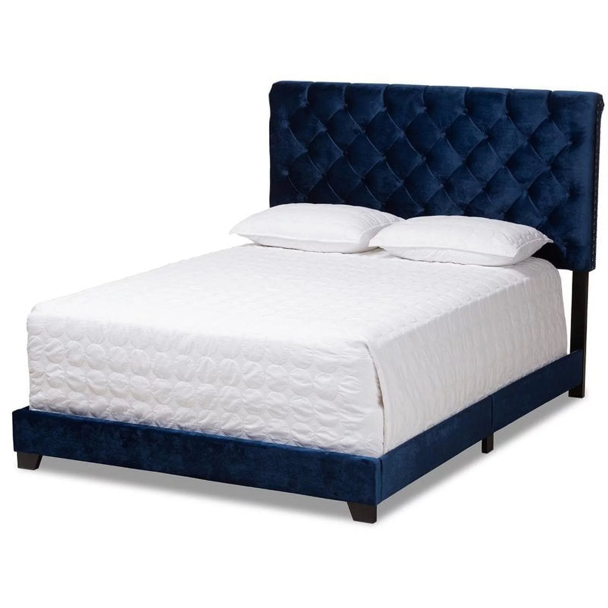 Navy Blue Velvet King Bed I642236