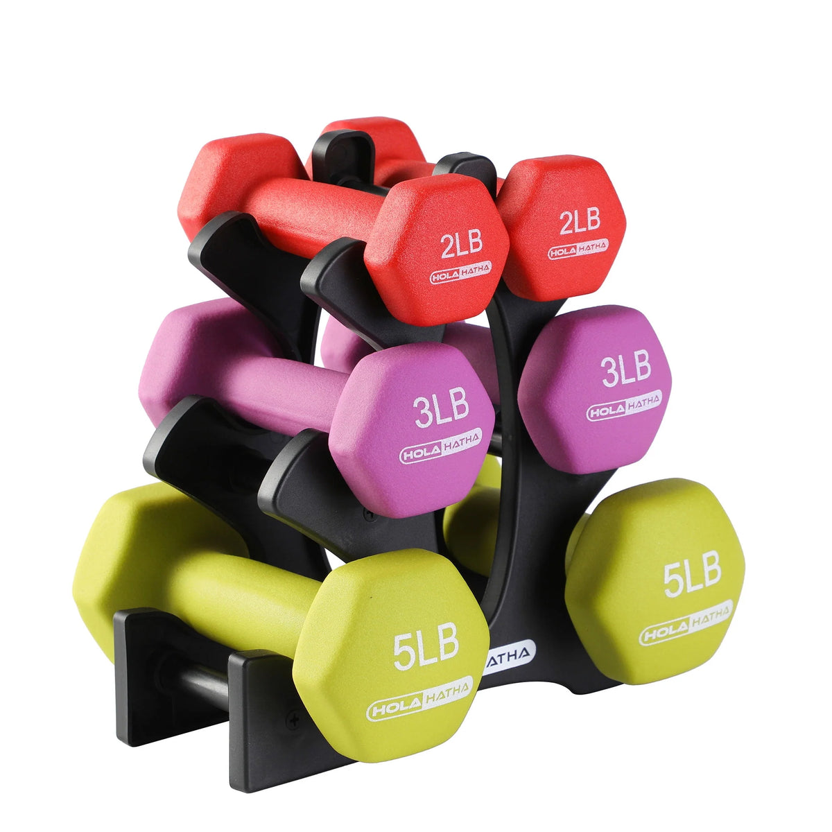 3, 5, and 8 Pound Dumbbell Hand Weight Set with Storage Rack M264