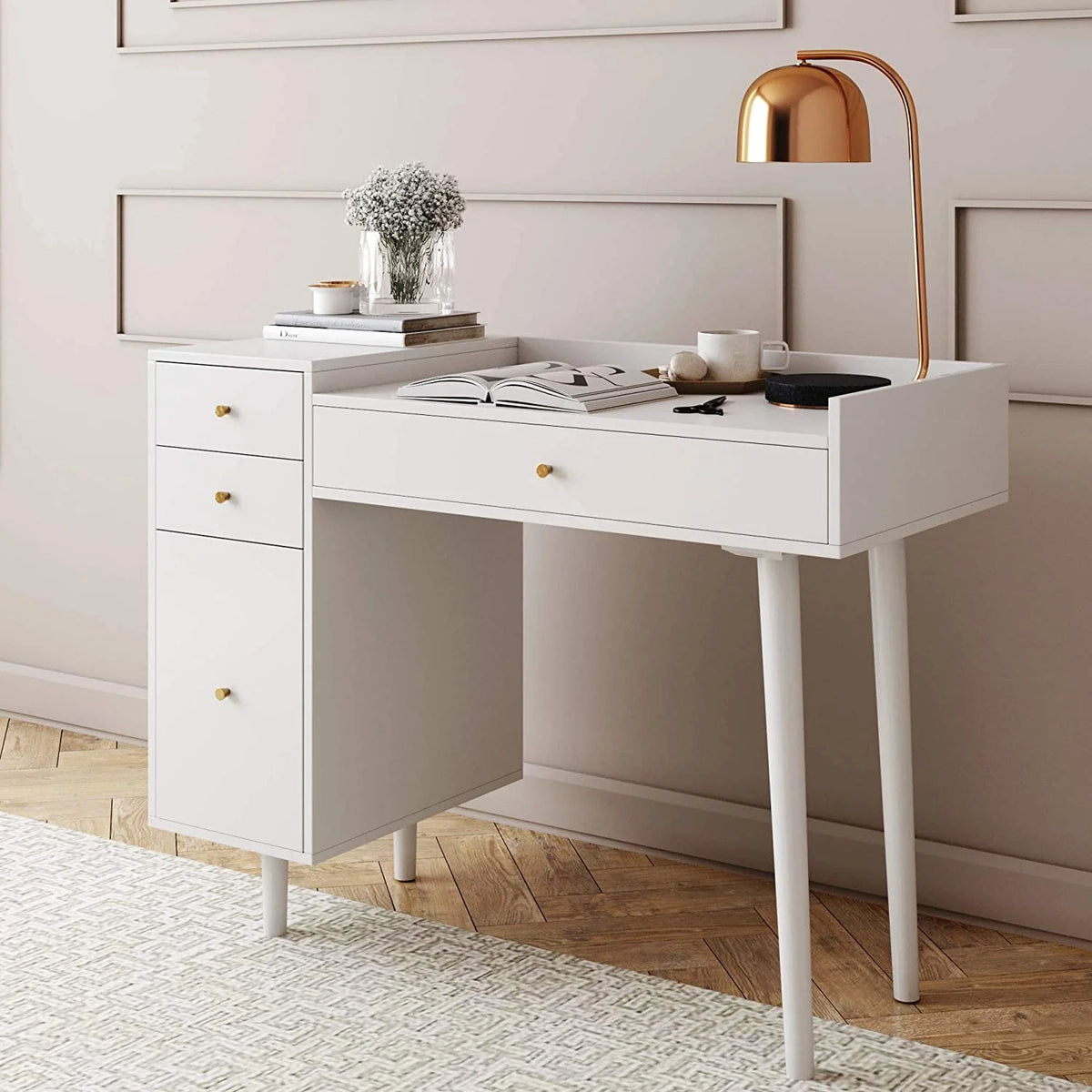 White 4 Drawer Vanity Dressing Table J365777