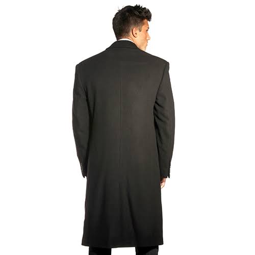 Wool-Blend Top Coat, Black, Size 52 Reg T81977