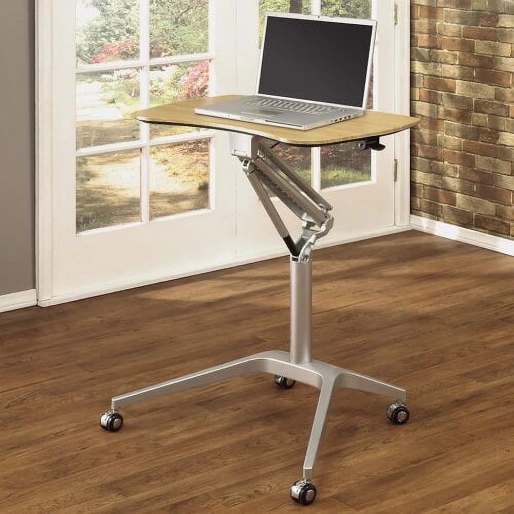 Height Adjustable Steel and Maple Mobile Desk B58956
