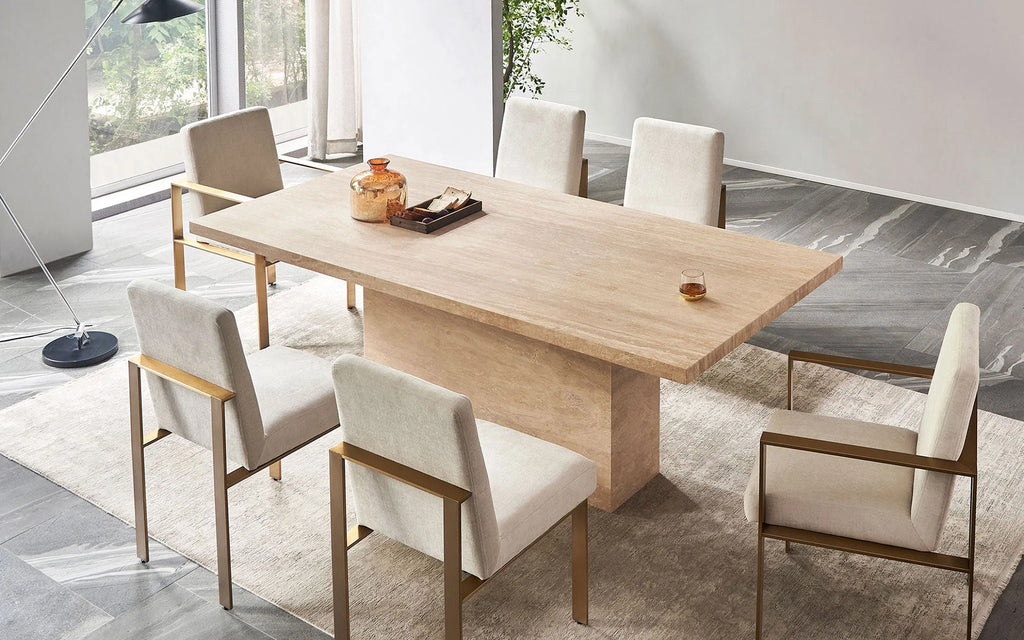 Light Brown Travertine Dining Table S31646