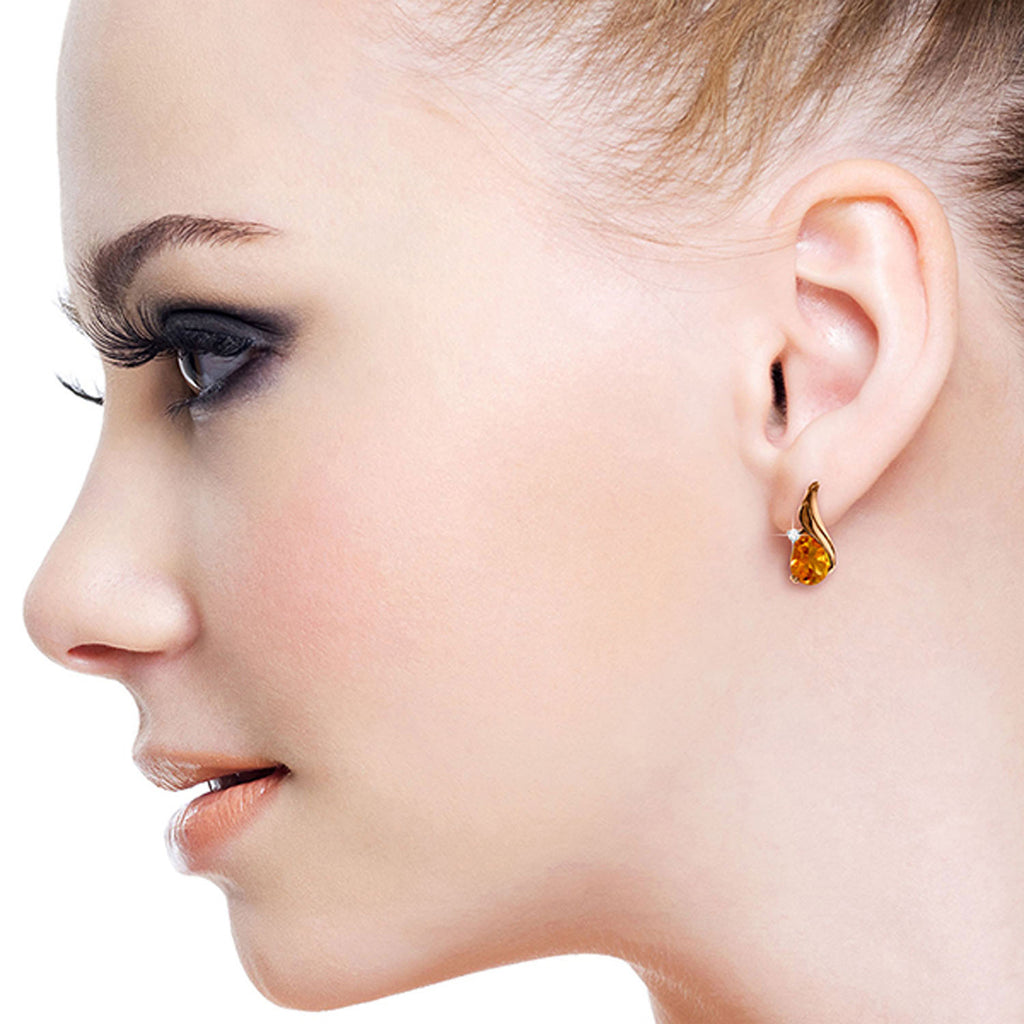 3.26 Carat 14k Solid Rose Gold Stud Earrings Diamond Citrine E48163