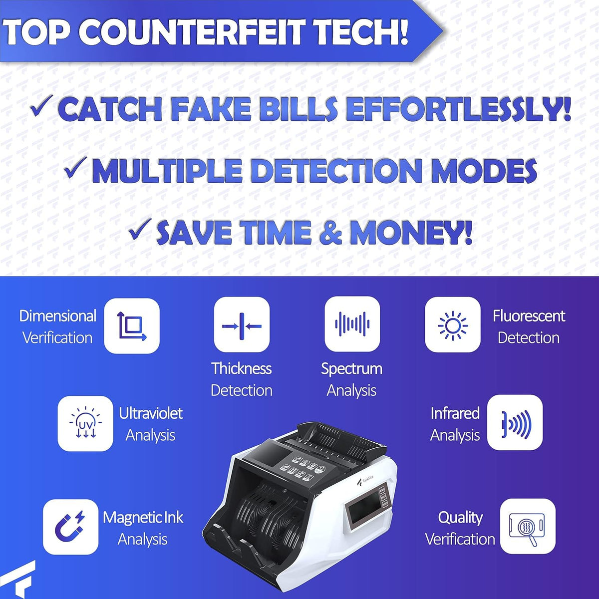 Portable Money Counter Machine with Bill Straps U845