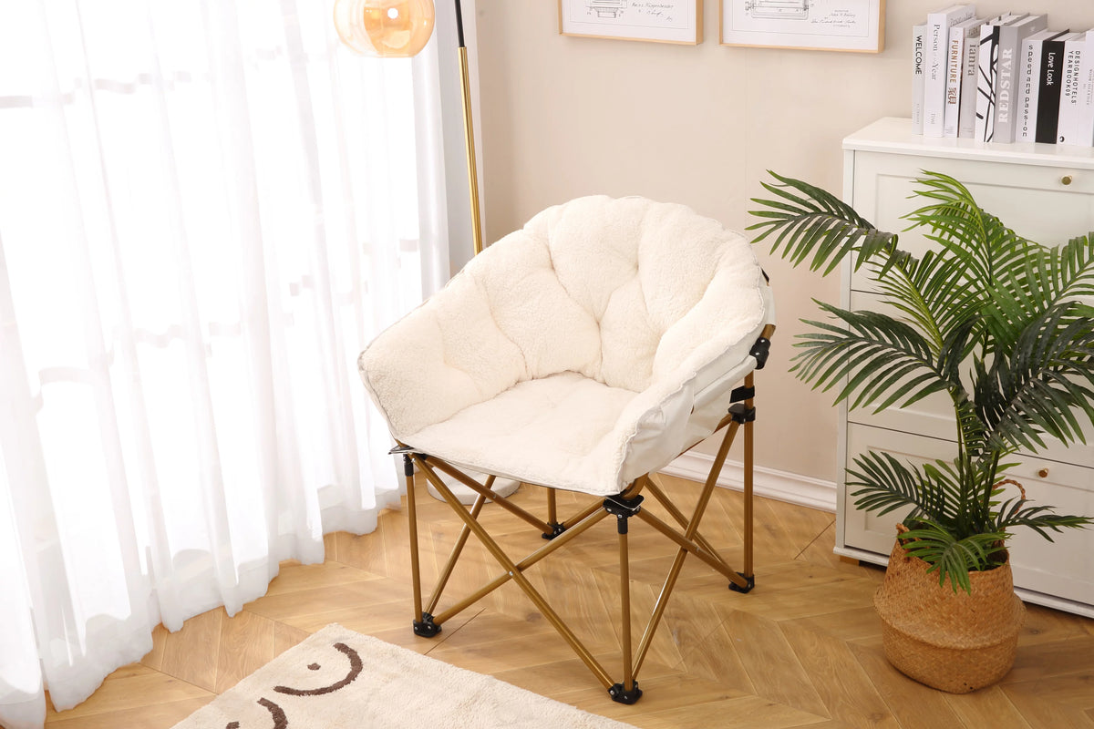 Soft Faux Fur Oversized Folding Saucer Chair C97256