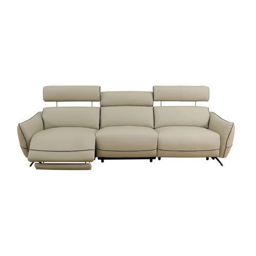 Beige Top Grain Leather 3-Piece Recliner Sofa Set A232