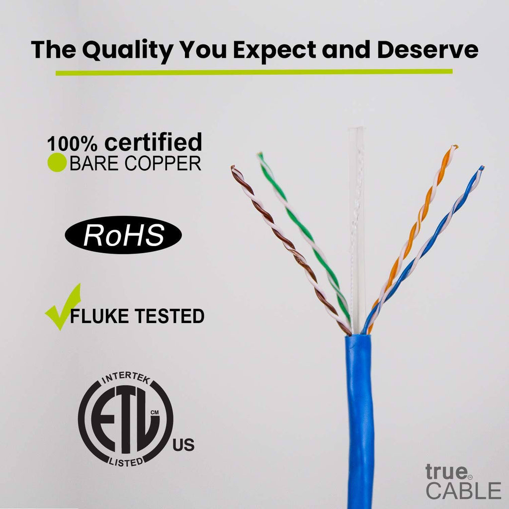 Cat6 Riser 1000ft Blue 23AWG Solid Bare Copper UTP Bulk Ethernet Cable I463834