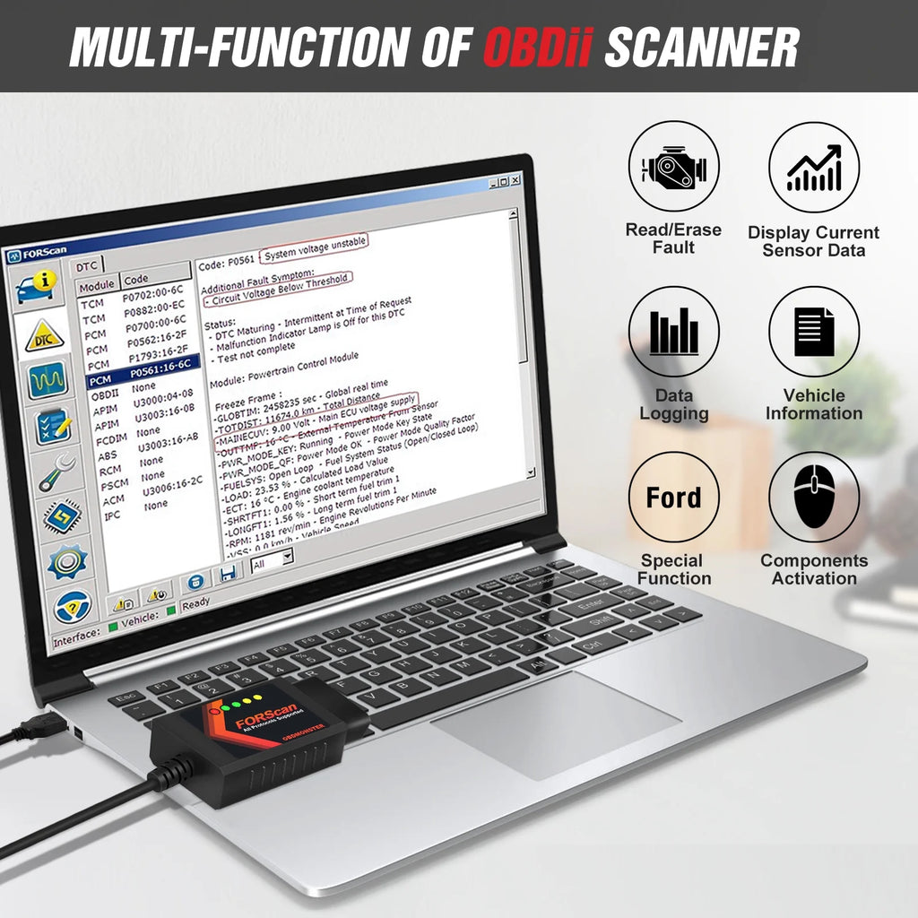 OBD2 Adapter OBDII Diagnostic Scanner via USB A90335
