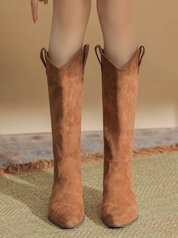Pointed Toe Thick Heel Stacked Boots F809