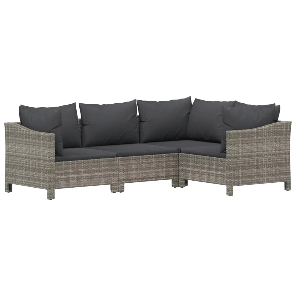 8 Piece Patio Set with Cushions Gray Poly Rattan X892