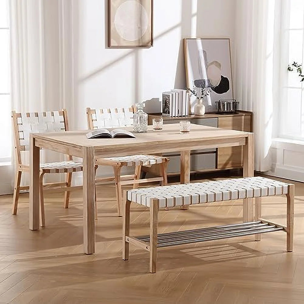 Brown Woven Straps Entryway Bench I3080