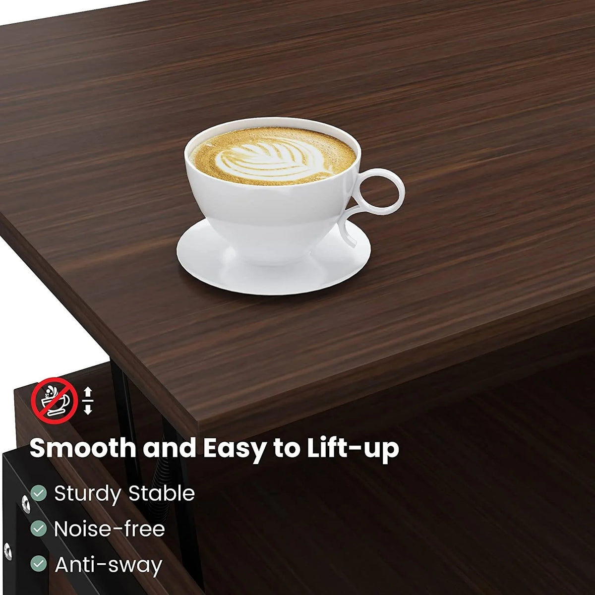 Lift Top Coffee Table with Storage Shelves S5432