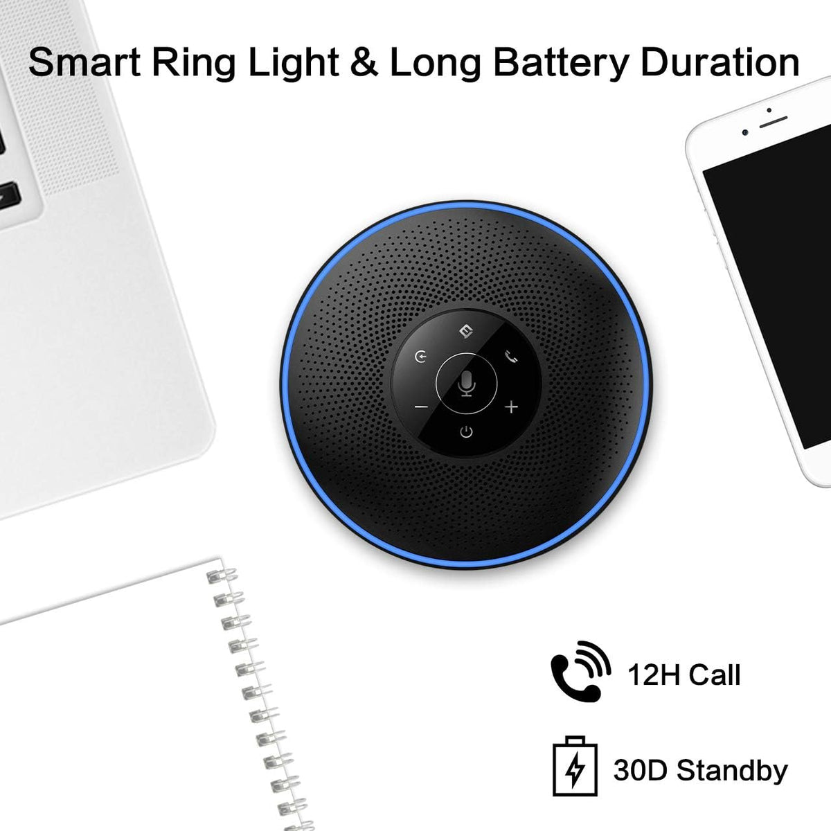 Wireless Speakerphone with 360° Voice Pick-up and 8 AI Noise Cancellation Mics W343002