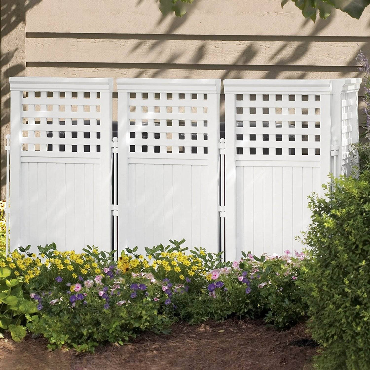 White 3 Pack 4 Panel Gated Fence Screen Enclosure O78101