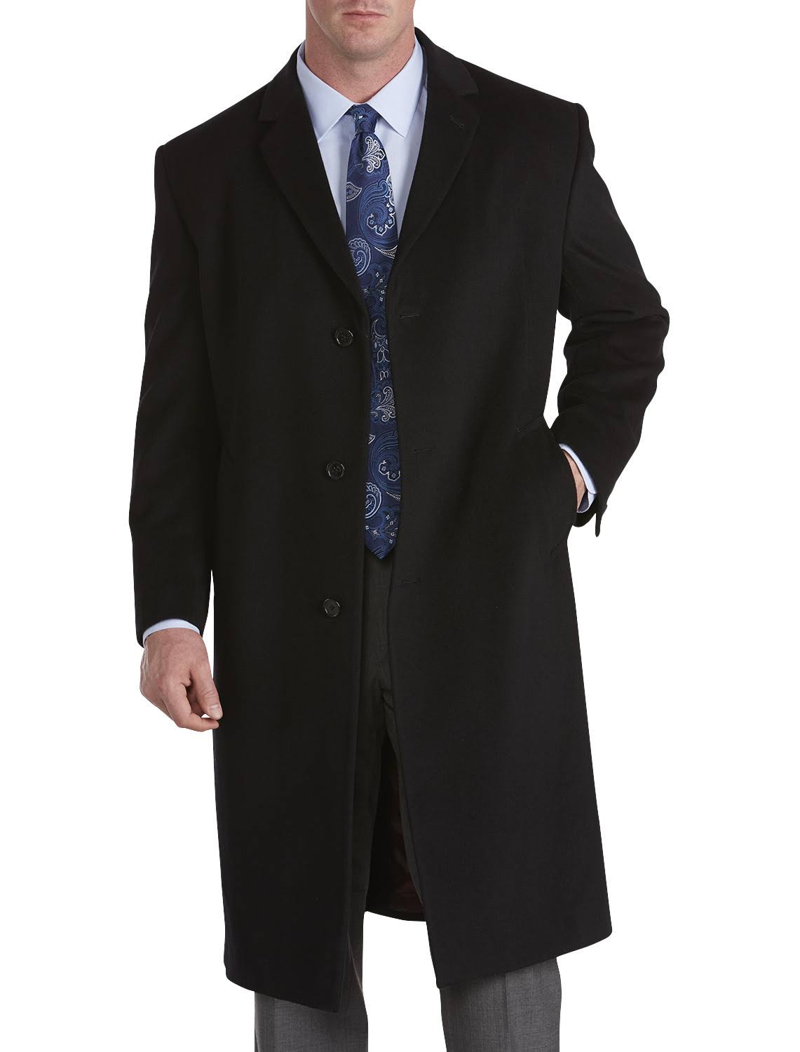 Wool-Blend Top Coat, Black, Size 52 Reg T81977