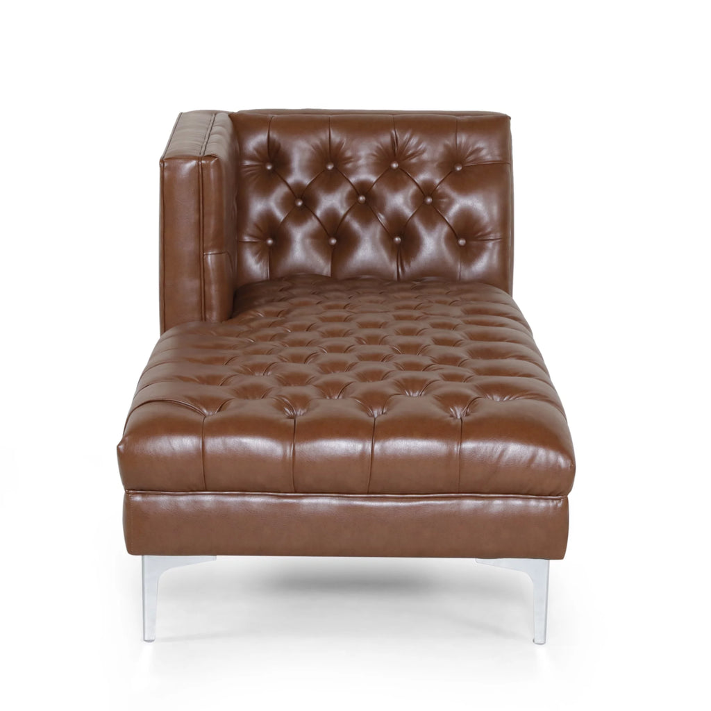 Cognac Brown Tufted Chaise Lounge U766888