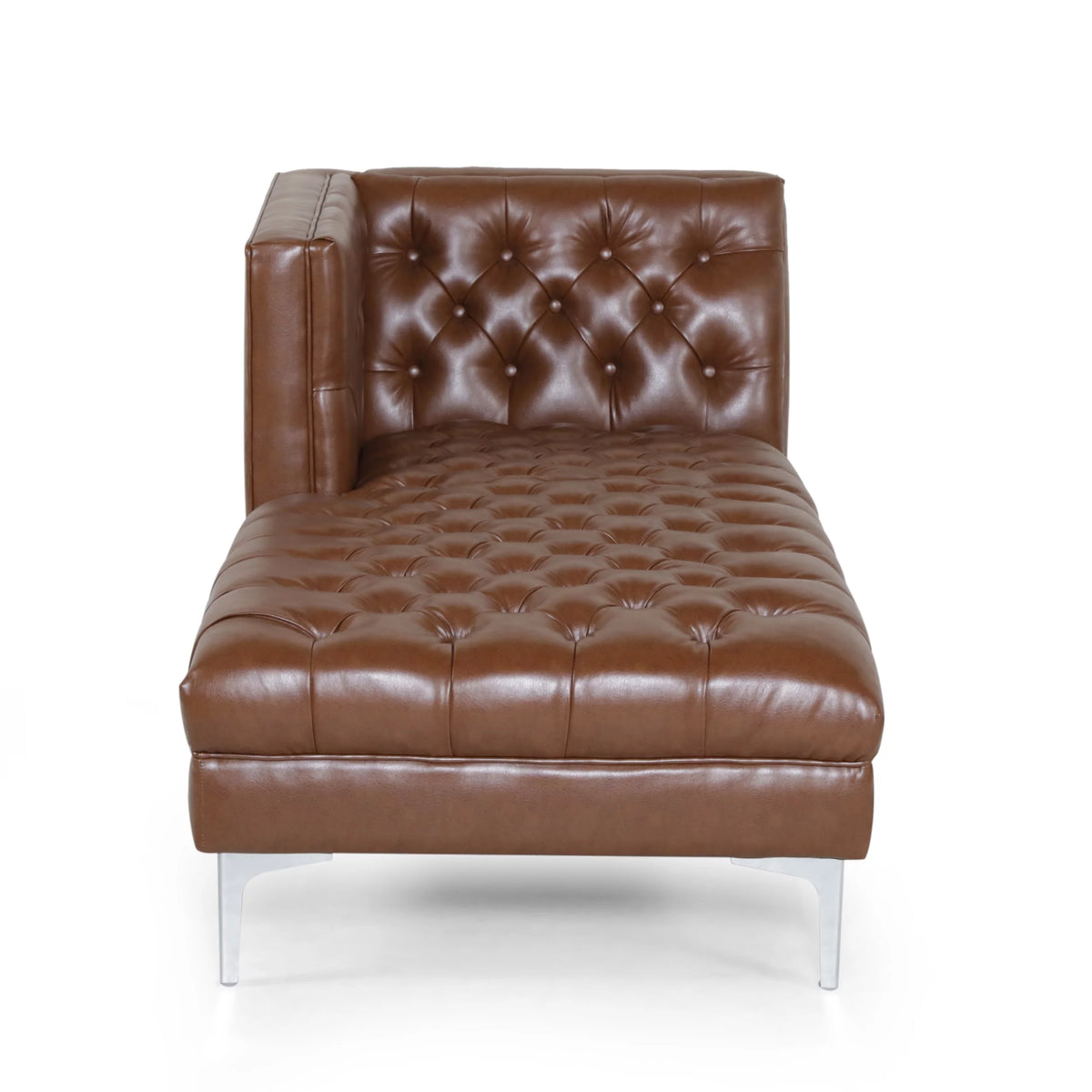Cognac Brown Tufted Chaise Lounge U766888