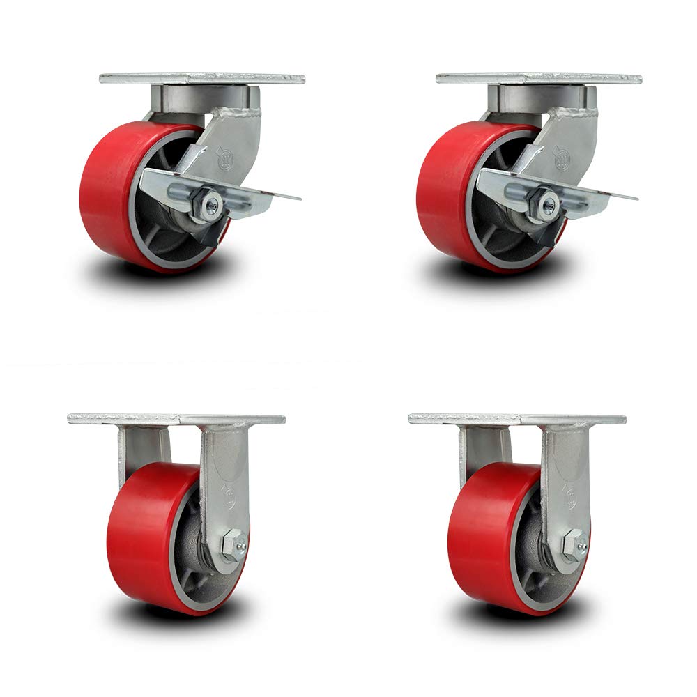Red Polyurethane Tread Swivel Caster with Bolt on Swivel Lock H765