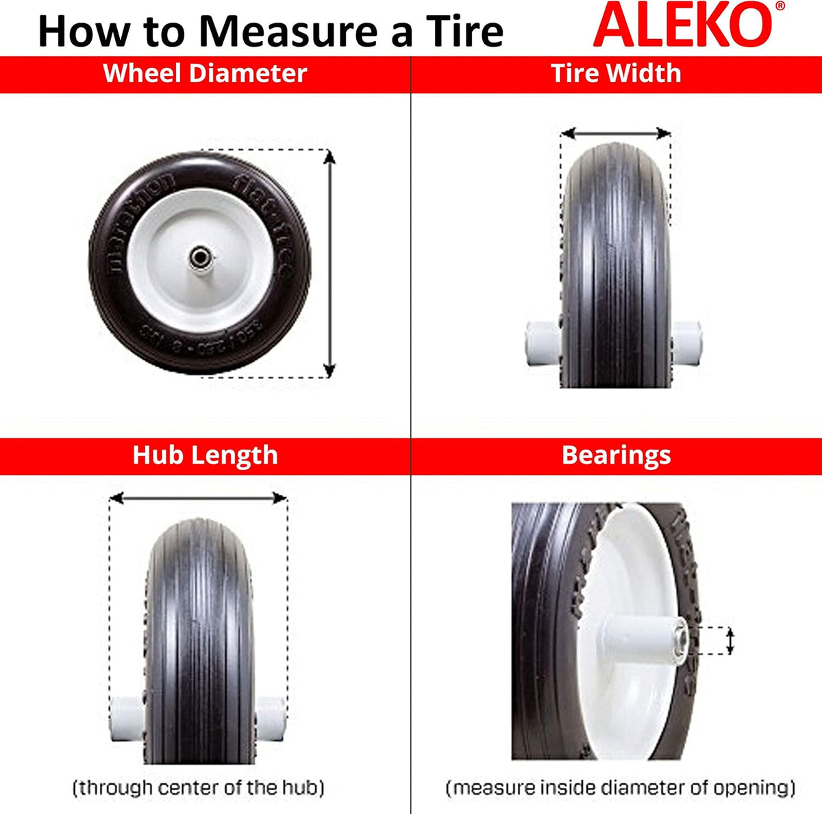 Pneumatic Replacement Wheel for Wheelbarrow 10 Inches Black White Rim B476658