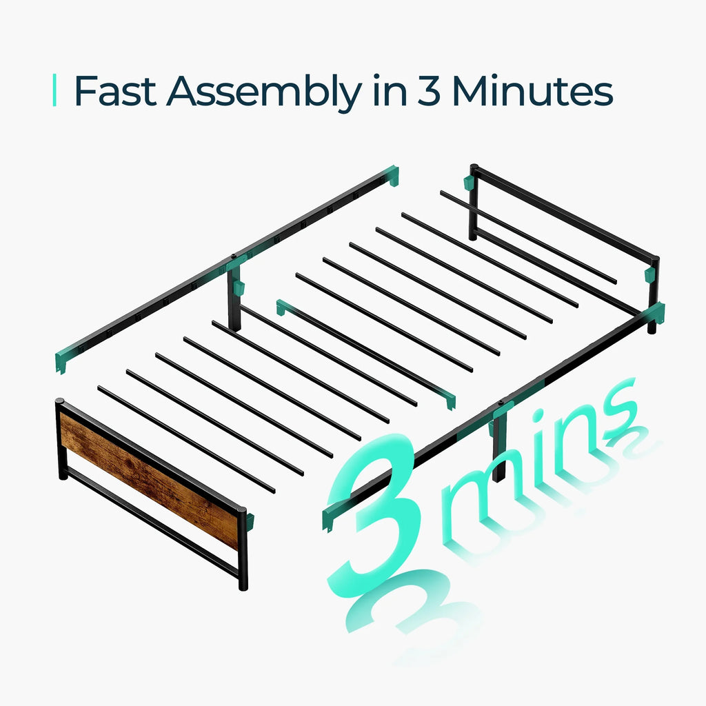 Twin Metal Platform Bed Frame with Storage P913
