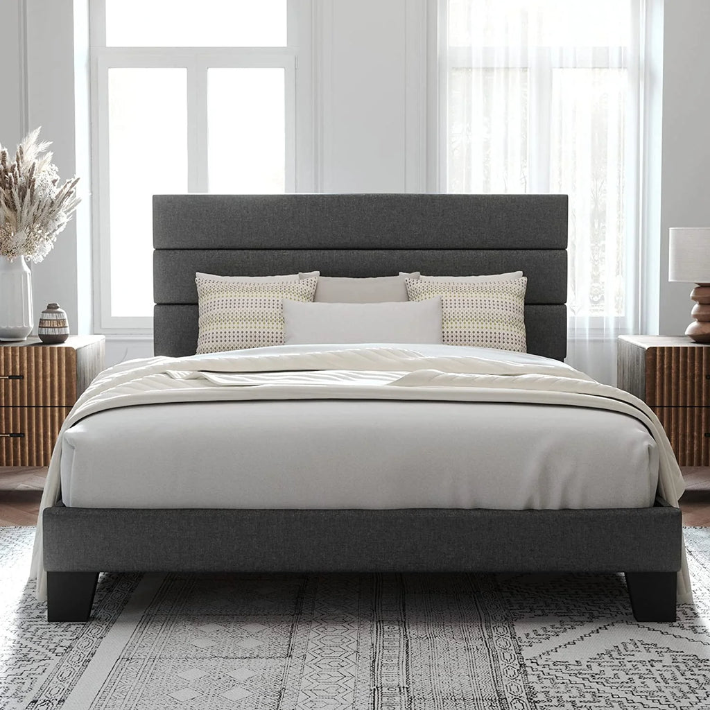 Queen Size Fabric Upholstered Platform Bed Frame Z369763