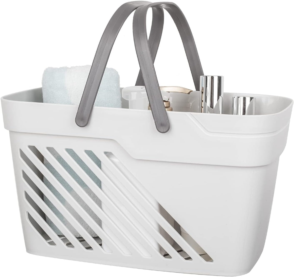 White Plastic Storage Baskets with Handles B67003
