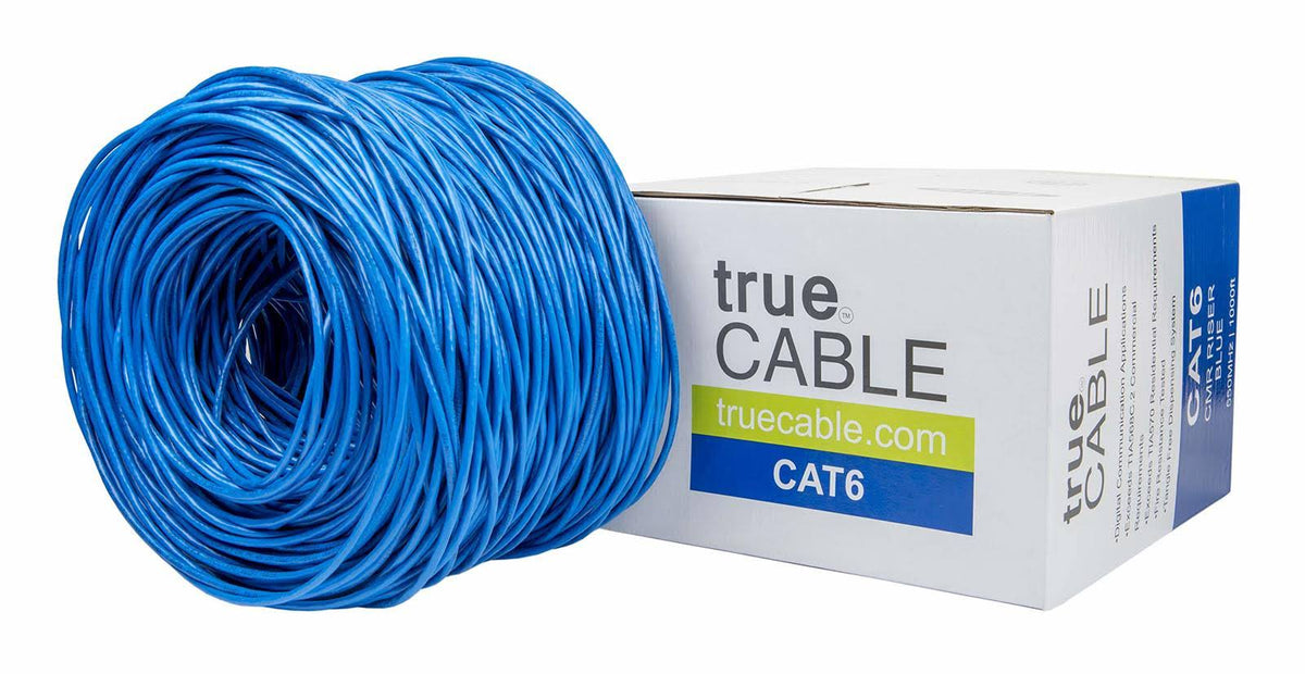 Cat6 Riser 1000ft Blue 23AWG Solid Bare Copper UTP Bulk Ethernet Cable I463834