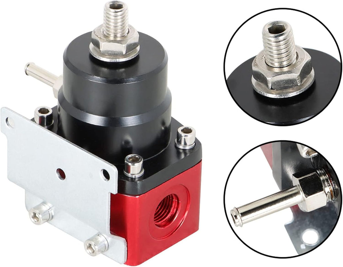 Black Fuel Line Hose Fitting Connectors Kit with Fuel Rail Regulator and Gauge L222797