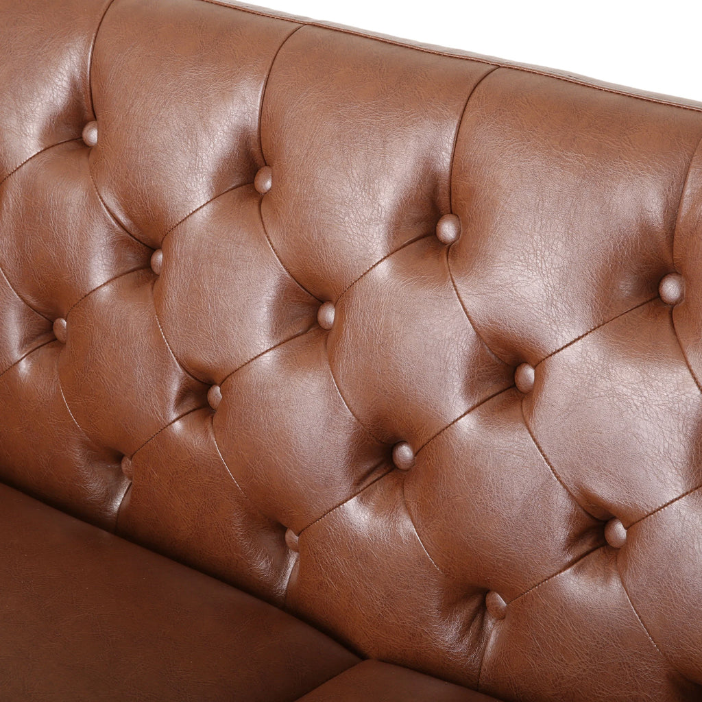 Cognac Brown Loveseat S2217