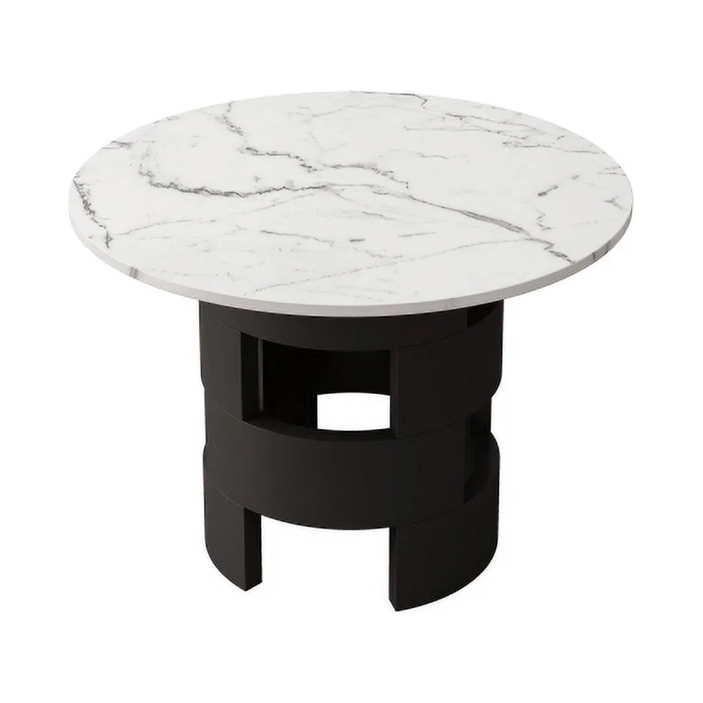 42.12" Round Dining Table with Printed Black Marble Top R31690