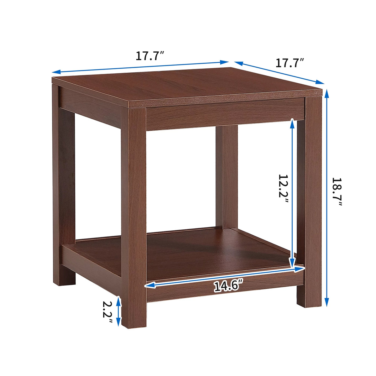Brown 2-Tier Side Table with Storage Shelf F684