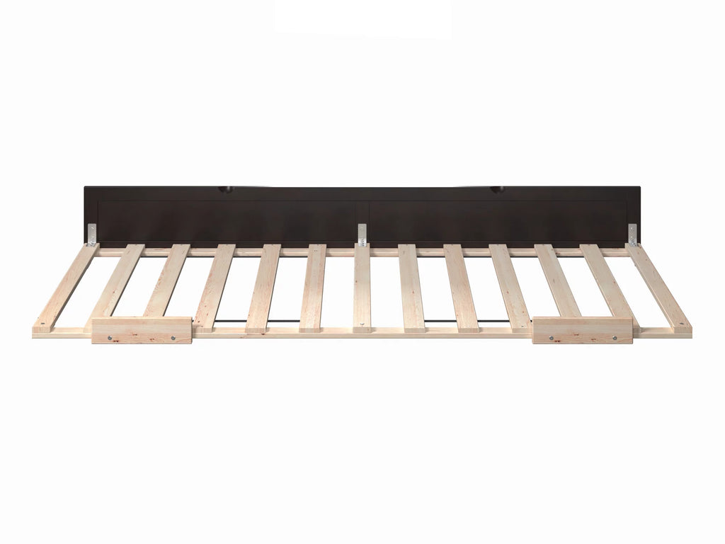 Twin XL Wood Trundle Bed Frame with Slat Supports, Espresso L9561