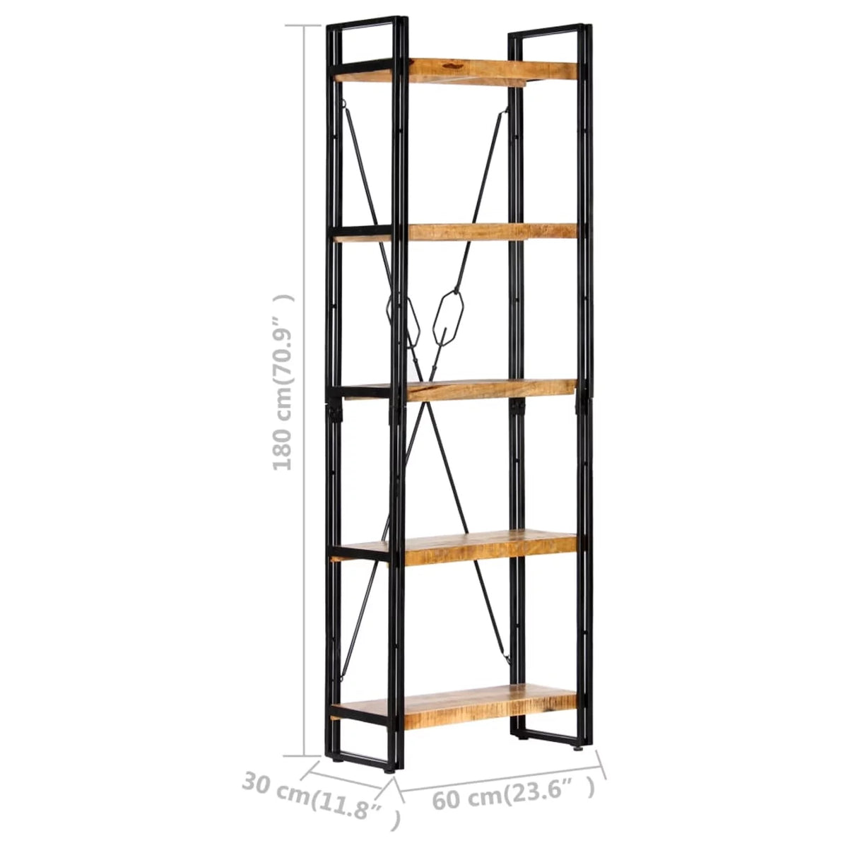 5-Tier Solid Mango Wood Bookcase W42801