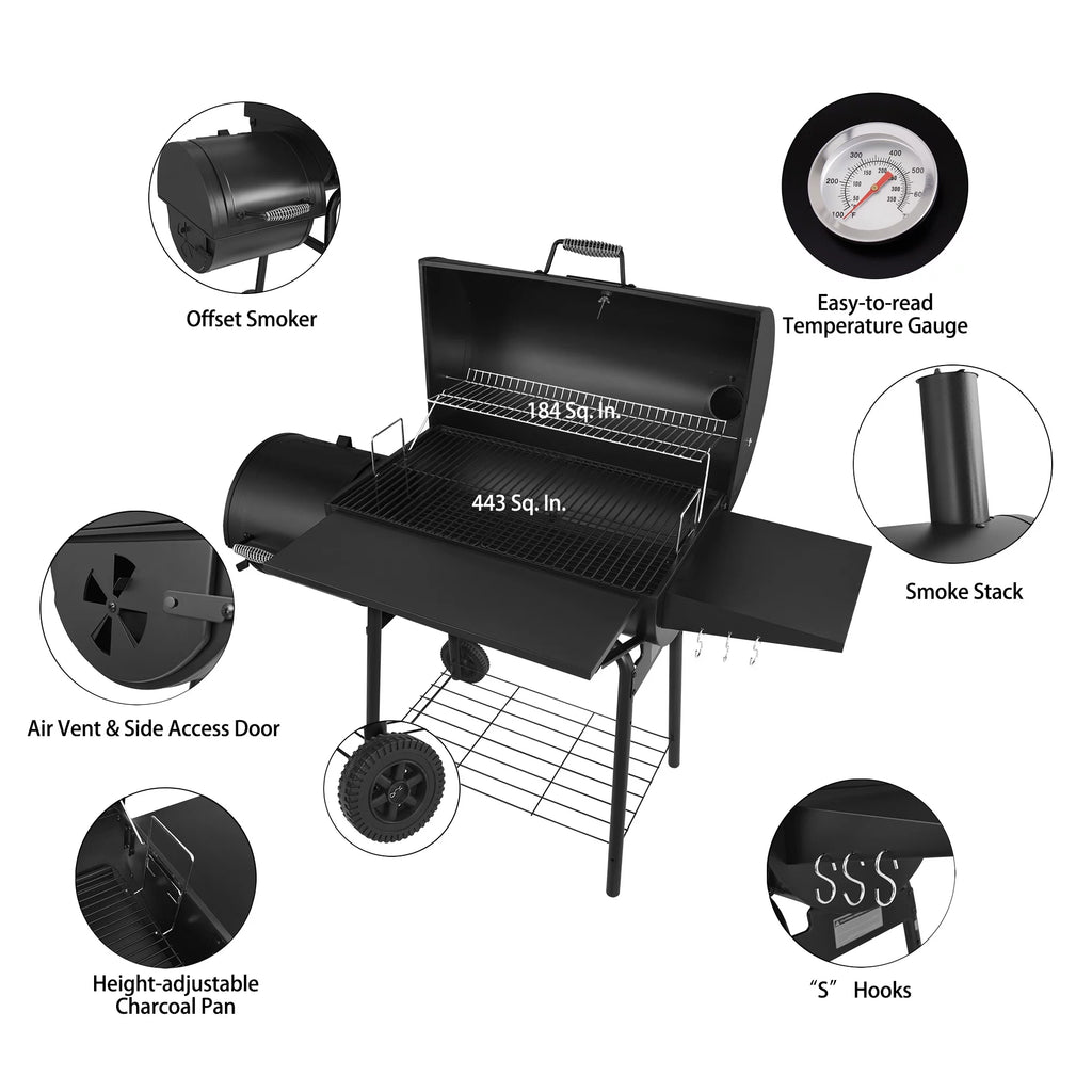 Charcoal Grill with Offset Smoker and Cover H809910